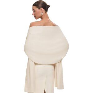 Women's Beige Luxury Silk Satin Scarf Shawl Wrap Elegant And Stylish Accessory